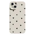 iPhone 14 Plus Slim TPU-cover med hjertemønster - hvid / sort