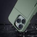 iPhone 14 Pro Hybrid Cover med Glidende Kortslot - Army Grøn