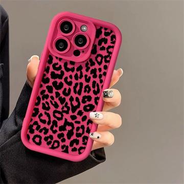 iPhone 14 Pro TPU-cover med leopardprint - Hot Pink