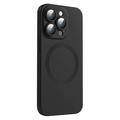 iPhone 14 Pro flydende silikoneetui med beskyttelse af kameralinsen - Magsafe-kompatibel - sort