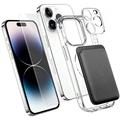 iPhone 14 Pro Max 4-i-1 MagSafe-beskyttelsessæt med kortholder - gennemsigtig / sort
