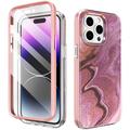 iPhone 14 Pro Max Ahastyle WE13 360 Beskyttelse Hybrid Cover - Lilla marmor