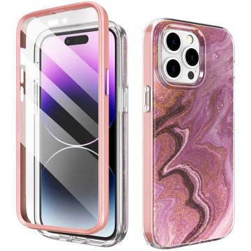 iPhone 14 Pro Max Ahastyle WE13 360 Beskyttelse Hybrid Cover - Lilla marmor