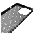 iPhone 14 Pro Max Børstet TPU Cover - Karbonfiber - Sort