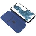iPhone 14 Pro Max Flip Cover - Karbonfiber - Blå