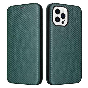 iPhone 14 Pro Max Flip Cover - Karbonfiber - Grøn