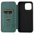 iPhone 14 Pro Max Flip Cover - Karbonfiber - Grøn
