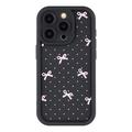 iPhone 14 Pro Max Stilfuldt stødsikkert TPU cover med forhøjede kanter - Sort / Prikket sløjfe