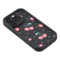 iPhone 14 Pro Max Stilfuldt stødsikkert TPU cover med forhøjede kanter - sort / Kirsebær