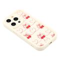 iPhone 14 Pro Max Stilfuldt stødsikkert TPU cover med forhøjede kanter - hvid / Sløjfebundne kirsebær