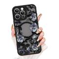 iPhone 14 Pro Max Hybrid cover med vintage-motiv og blomstermotiv - MagSafe-kompatibel - Sort