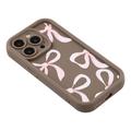 iPhone 14 Pro Stilfuldt stødsikkert TPU cover med forhøjede kanter - Brun / Stor sløjfe
