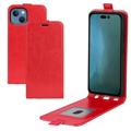 iPhone 14 Vertikal Flip Cover med Kortholder - Rød