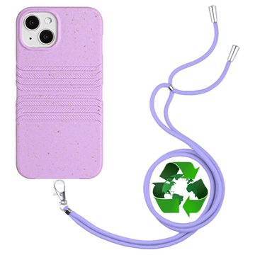 String Series iPhone 14 Biologisk Nedbrydeligt Cover med Strap - Lilla