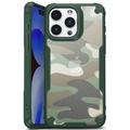iPhone 15 Anti-Shock Hybrid Cover - Camouflage - Grøn