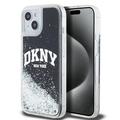 iPhone 15 DKNY Liquid Glitter Arch Logo Cover - Sort