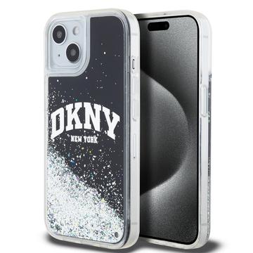 iPhone 15 DKNY Liquid Glitter Arch Logo Cover - Sort