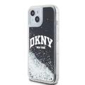 iPhone 15 DKNY Liquid Glitter Arch Logo Cover - Sort