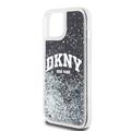 iPhone 15 DKNY Liquid Glitter Arch Logo Cover - Sort