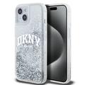 iPhone 15 DKNY Liquid Glitter Arch Logo Cover - Transparent