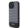 iPhone 15 DKNY Repeat Pattern Bottom Stripe Cover - MagSafe-kompatibel - Sort