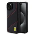iPhone 15 Ferrari-Etui med Perforeret Skrå Linje - Sort