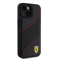 iPhone 15 Ferrari-Etui med Perforeret Skrå Linje - Sort