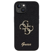 iPhone 15 Guess Fixed Glitter 4G Metal Logo Cover - Sort