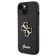 iPhone 15 Guess Fixed Glitter 4G Metal Logo Cover - Sort
