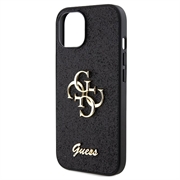 iPhone 15 Guess Fixed Glitter 4G Metal Logo Cover - Sort