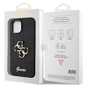 iPhone 15 Guess Fixed Glitter 4G Metal Logo Cover - Sort