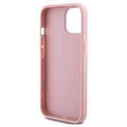 iPhone 15 Guess Fixed Glitter 4G Metal Logo Cover - Pink
