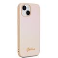 iPhone 15 Guess Iridescent Metal Script Hybrid Cover - Guld