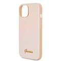 iPhone 15 Guess Iridescent Metal Script Hybrid Cover - Guld