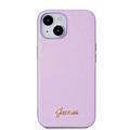 iPhone 15 Guess Iridescent Metal Script Hybrid Cover