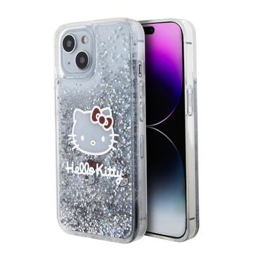 iPhone 15 Hello Kitty Liquid Glitter Charms Cover - Gennemsigtig
