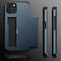 iPhone 15 Hybrid Cover med Glidekortholder - Mørkeblå