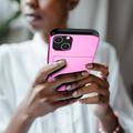 iPhone 15 Hybrid Cover med Glidekortholder - Pink