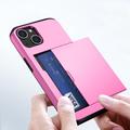 iPhone 15 Hybrid Cover med Glidekortholder - Pink