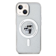 iPhone 15 Karl Lagerfeld IML Glitter Karl & Choupette MagSafe Cover - Klar
