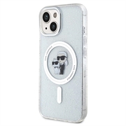 iPhone 15 Karl Lagerfeld IML Glitter Karl & Choupette MagSafe Cover - Klar