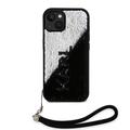 iPhone 15 Karl Lagerfeld Reversible Sequins Cover - Sort / Sølv