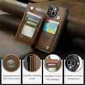 iPhone 15 Plus Caseme C22-etui RFID-kortpung - brun