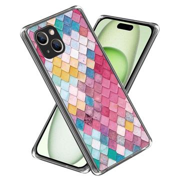 iPhone 15 Plus Stilfuld Ultra-Slim TPU Cover - Regnbue Rhombus