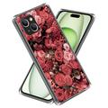 iPhone 15 Plus Stilfuld Ultra-Slim TPU Cover - Røde Blomster