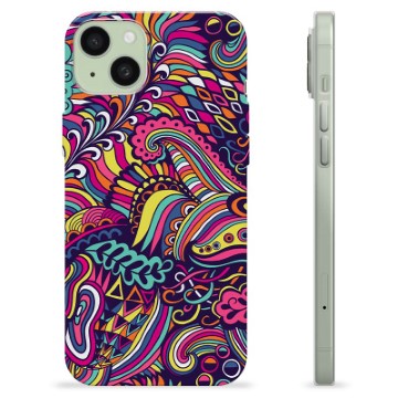 iPhone 15 Plus TPU Cover - Abstrakte Blomster