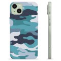 iPhone 15 Plus TPU Cover - Blå Camouflage