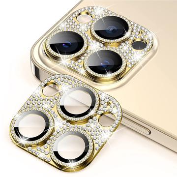 iPhone 15 Pro/15 Pro Max Hat Prince Glitter Kamera Linse Beskytter - Guld