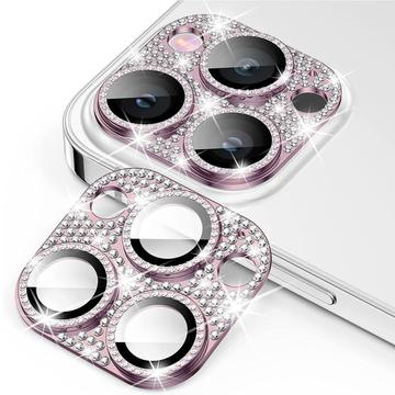 iPhone 15 Pro/15 Pro Max Hat Prince Glitter Kamera Linse Beskytter - Pink