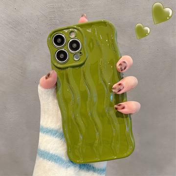 iPhone 15 Pro 3D Lineær Bølgetaske - Grøn